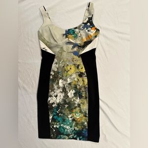 Black Halo Bodycon Dress Abstract Print Size 8